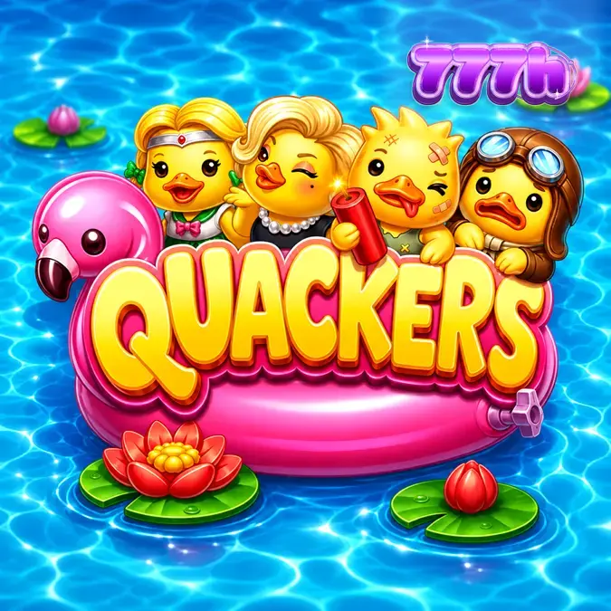 Interface colorida e vibrante do jogo de slot Quackers com patos animados